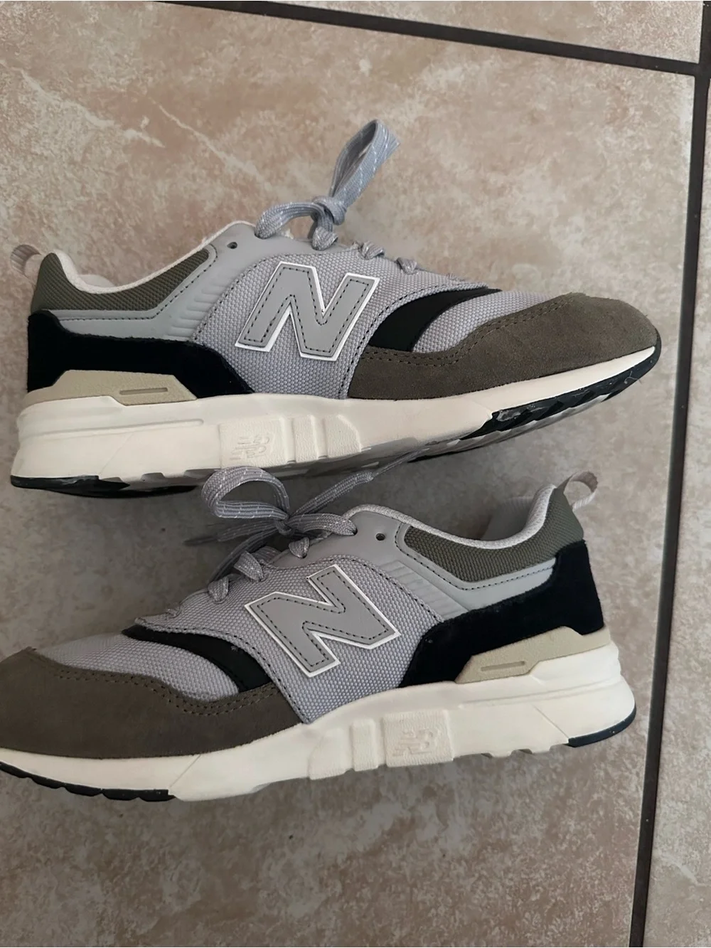 New Balance 997H Sneakers in Covert Green and Raincloud colorway